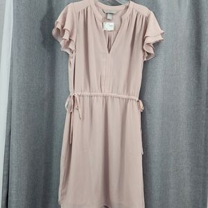 NWT H&M Blush Pink Mini Dress with Ruffle Sleeves